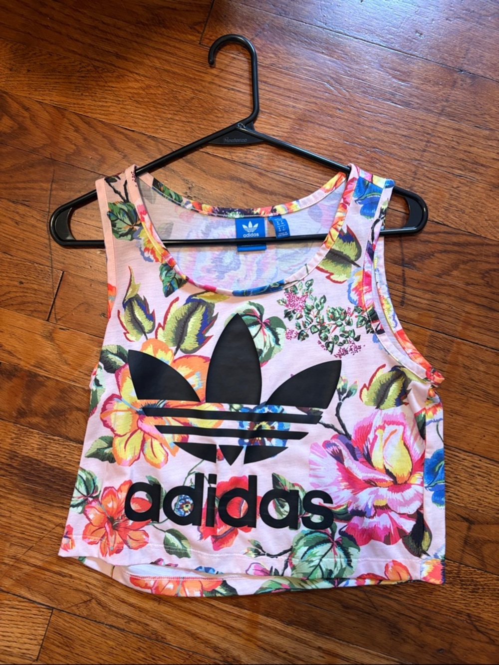 adidas Pink Floral Trefoil Crop Tank - Picture 2 of 3